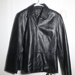 Croft and Barrow Black Lambskin Leather Jacket Bomber Coat Vintage Size M